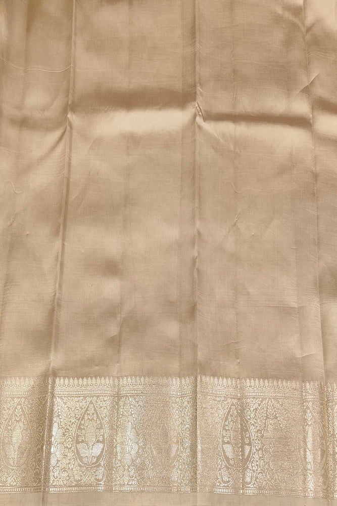 Grey Chiniya Silk Saree Hand Woven Butas, With Unstiched Blouse
