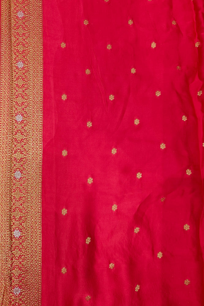 Red Semi Mashru Silk Sarees With Unstiched Blouse