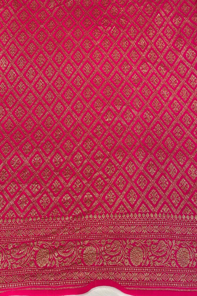 Rani Crepe Khaddi Banarasi Silk Saree With Unstiched Blouse