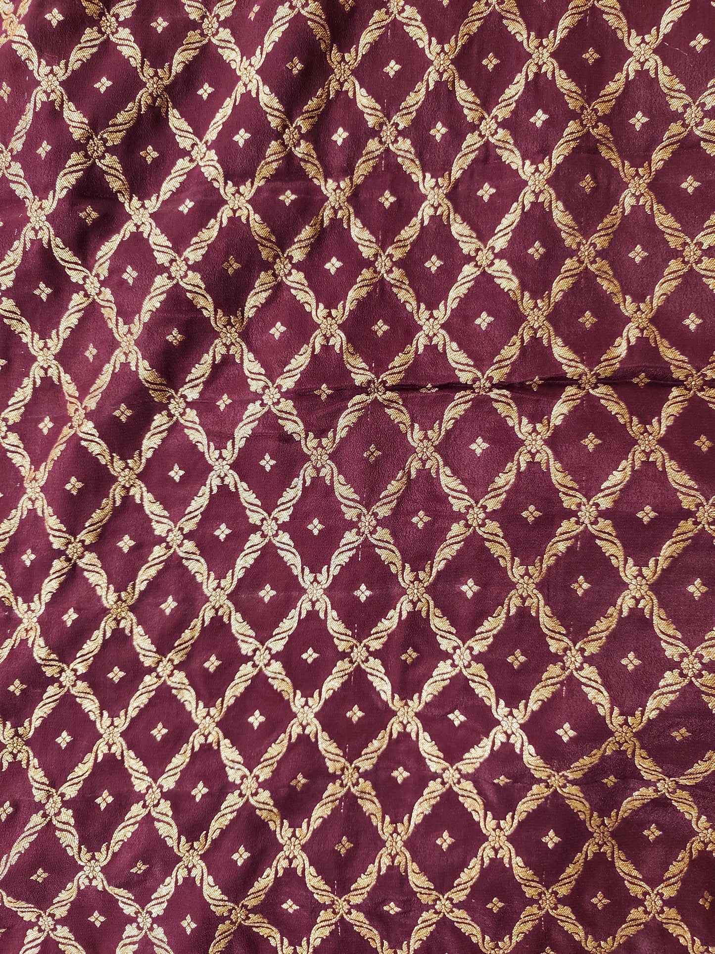 Deep Wine Mysore Crepe Silk Banarasi Saree, With Unstiched Blouse