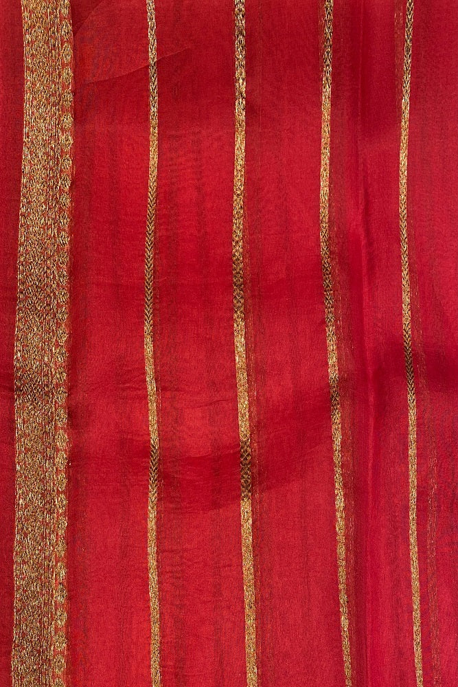 Mustard Yellow Kora Banarasi Silk Saree, With Unstiched Blouse