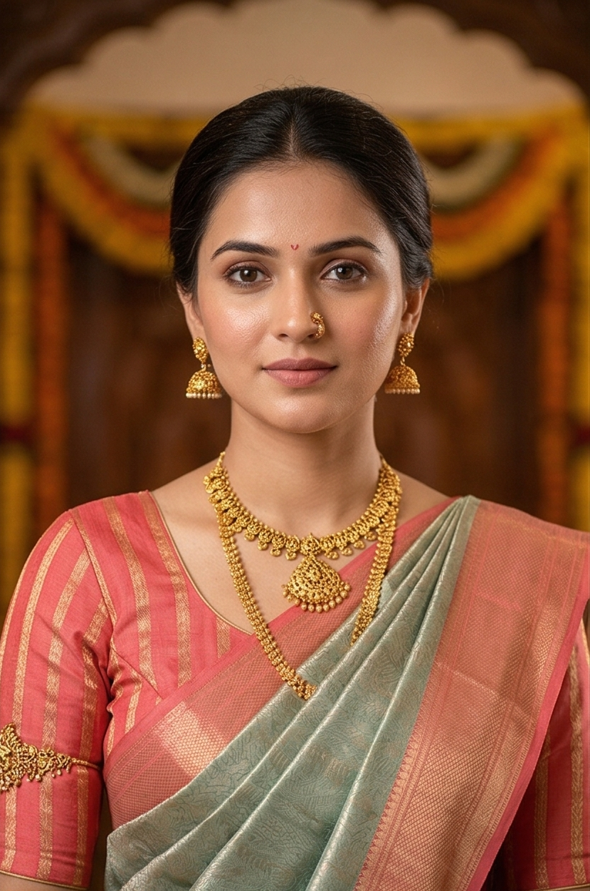 Powder blue brocade Chanderi silk saree with intricate patterns and unstiched blouse for traditional wear by Saarang Sarees.