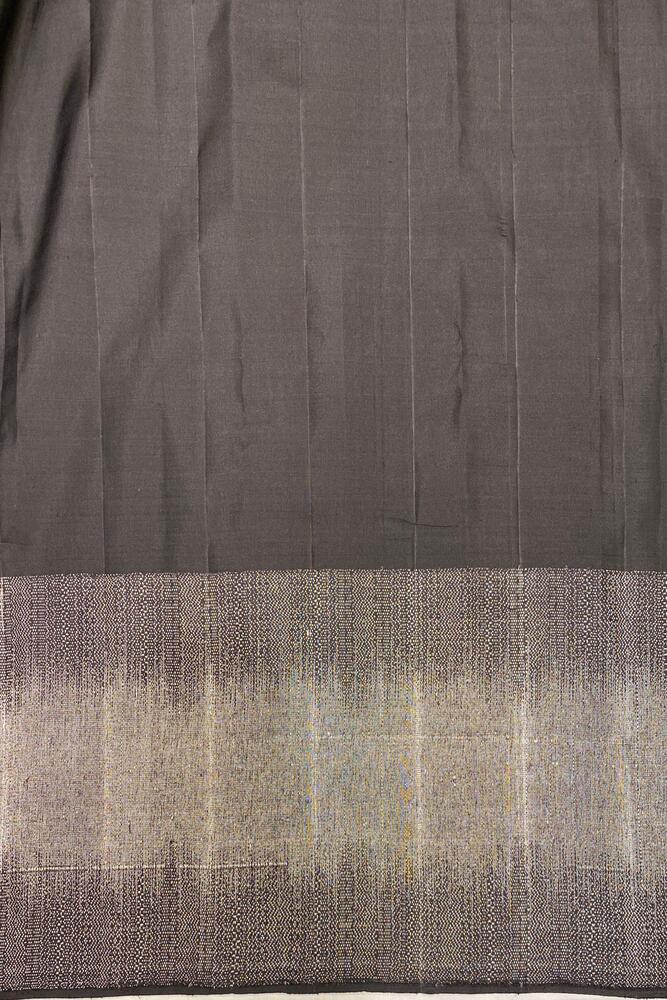 Black Pure Kanjeevaram Silk Saree, With Unstiched Blouse