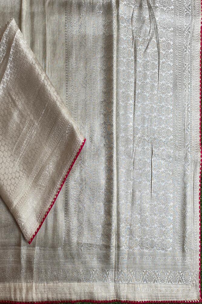 Off-White Tissue Saree, With Unstiched Blouse