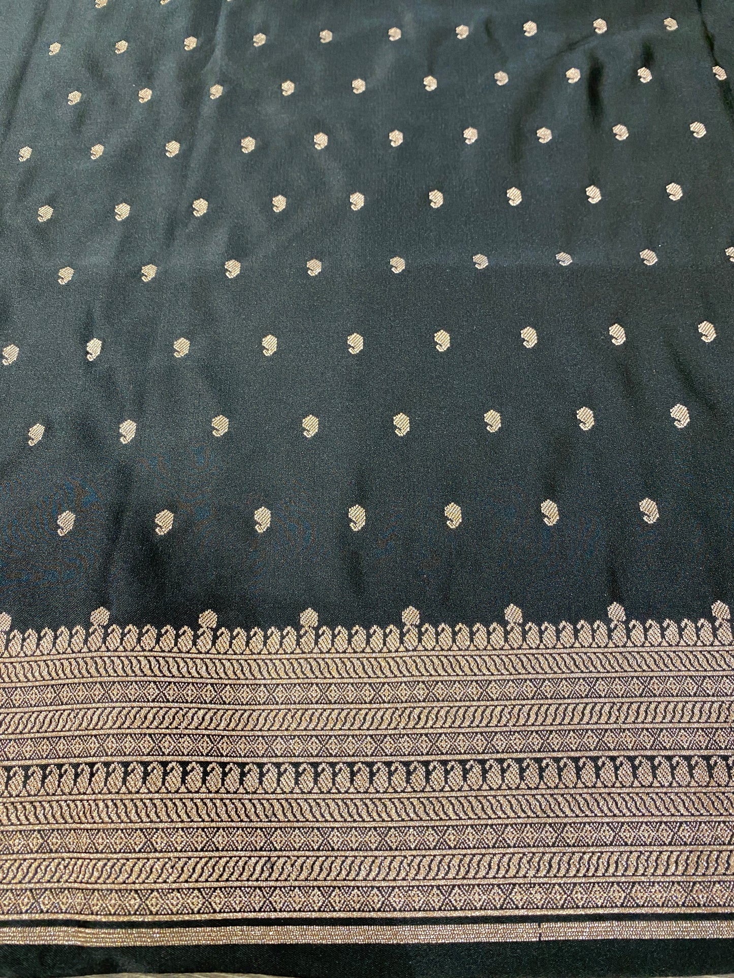 Black Semi Mashru Katan Silk Saree, With Unstiched Blouse