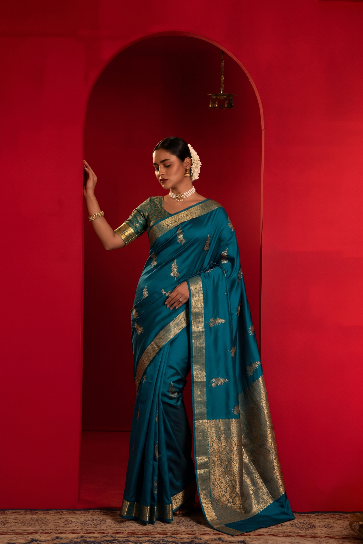 Royal Blue Pure Kanjeevaram Silk Saree, With Unstiched Blouse
