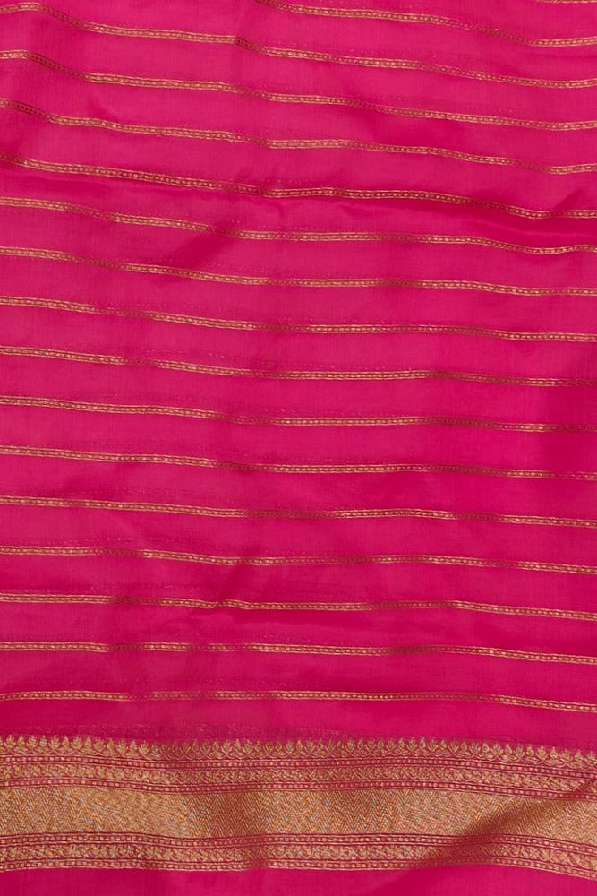 Rani Brocade Kora Banarasi Silk Saree, With Unstiched Blouse