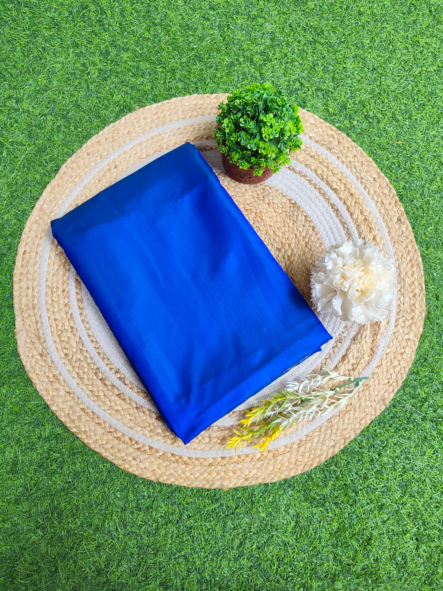 Indigo Blue Semi Mashru Katan Silk Saree, With Unstiched Blouse