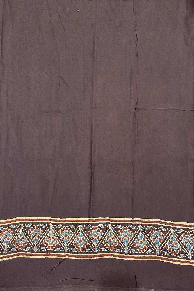 Black Pure Modal Silk Ajrakh Printed Saree With Unstiched Blouse