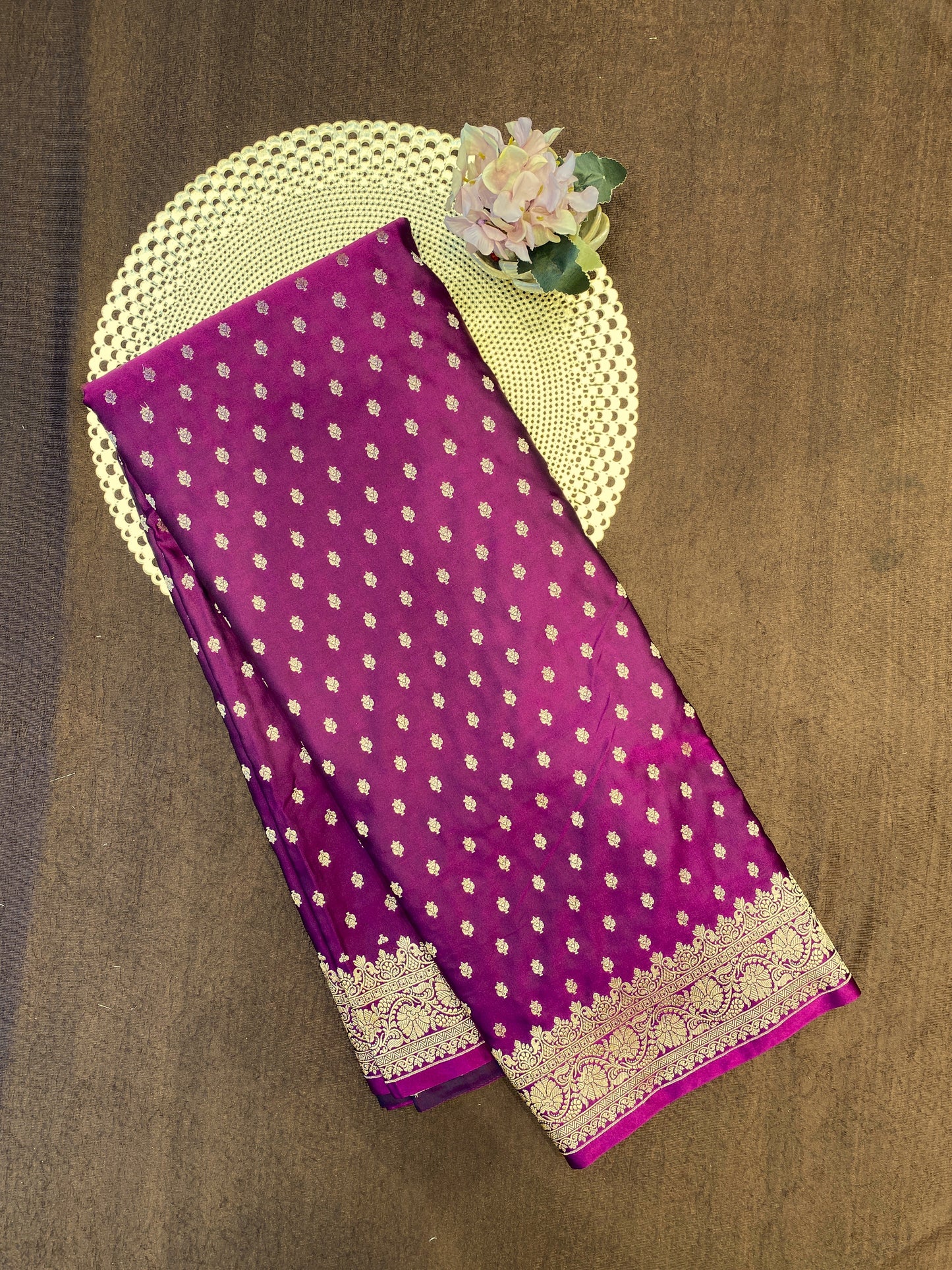 Deep Purple Semi Mashru Katan Silk Saree, With Unstiched Blouse