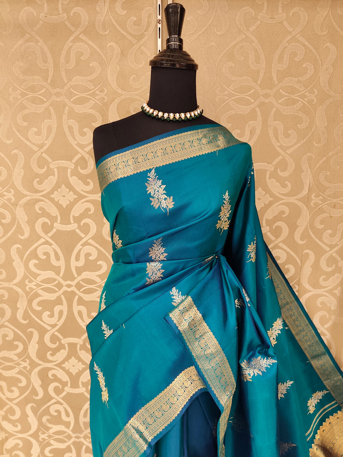 Royal Blue Pure Kanjeevaram Silk Saree, With Unstiched Blouse