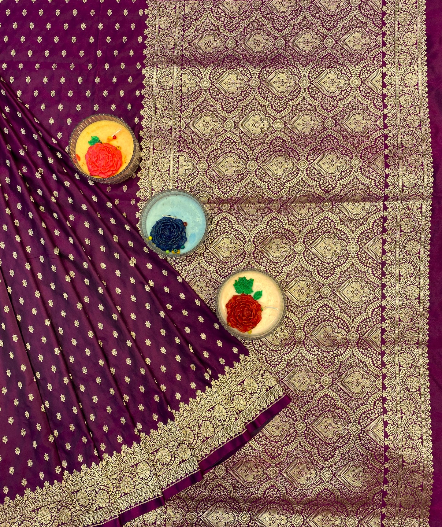 Deep Purple Semi Mashru Katan Silk Saree, With Unstiched Blouse