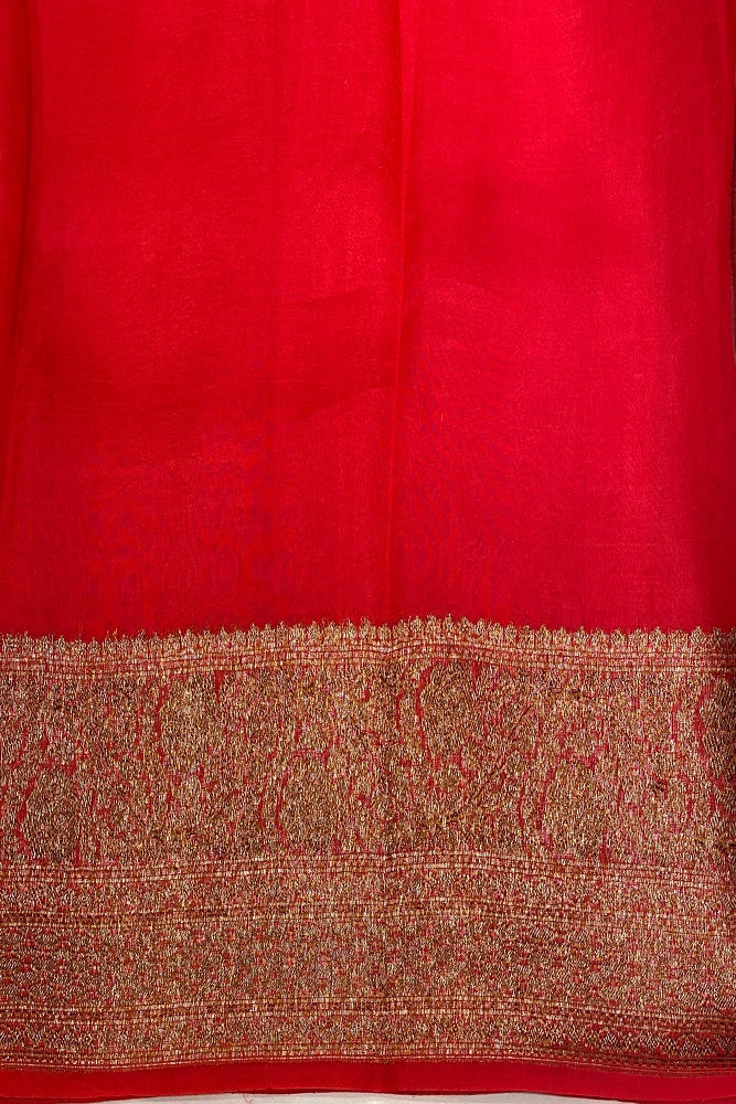 Brown Kora Banarasi Silk Saree, With Unstiched Blouse