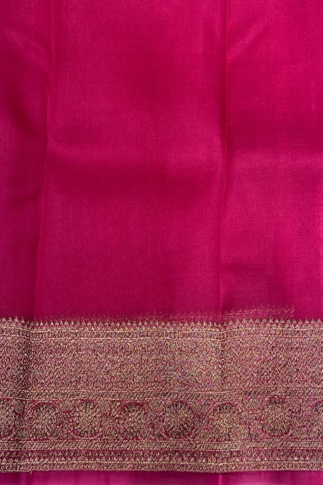 Indigo Blue Kora Banarasi Silk Saree, With Unstiched Blouse