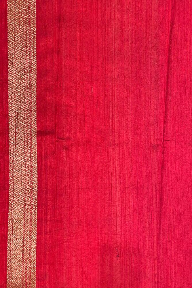 Black Pure Raw Tussar Banarasi Silk Saree, Hand Woven Motifs With Unstiched Blouse