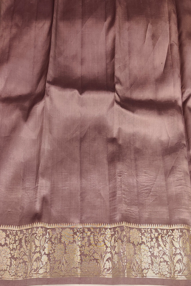 Dusty Purple Chiniya Silk Saree Hand Woven Butas, With Unstiched Blouse