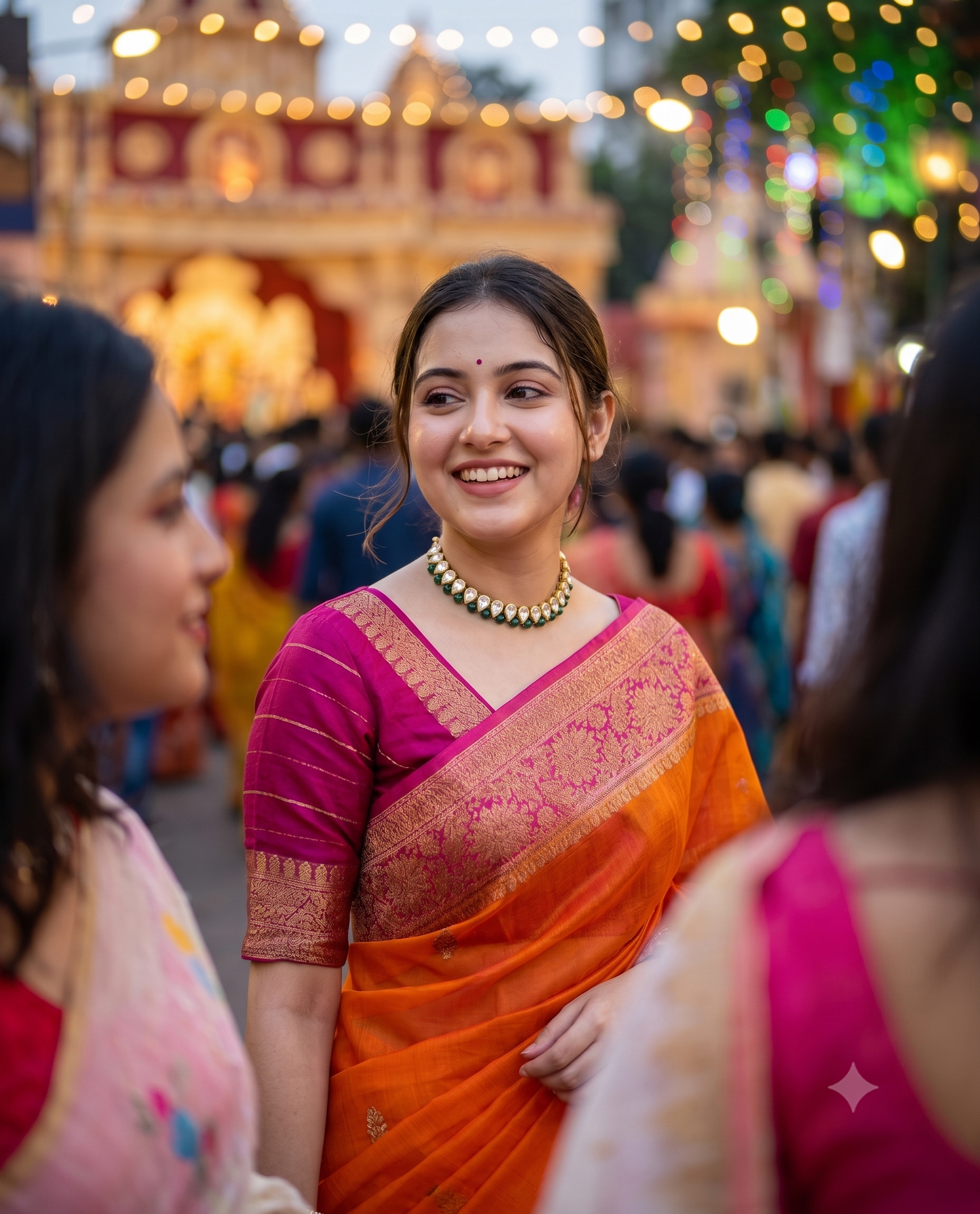 Saffron Kora Banarasi Silk Saree, With Unstiched Blouse
