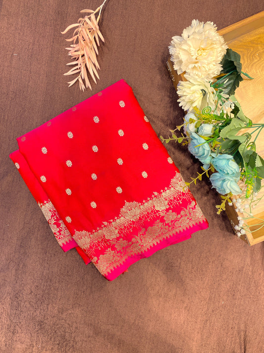 Magenta Semi Mashru Katan Silk Saree, With Unstiched Blouse