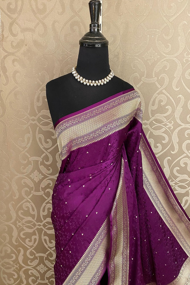 Violet Tanchoi Silk Saree Self Weaving With Unstiched Blouse