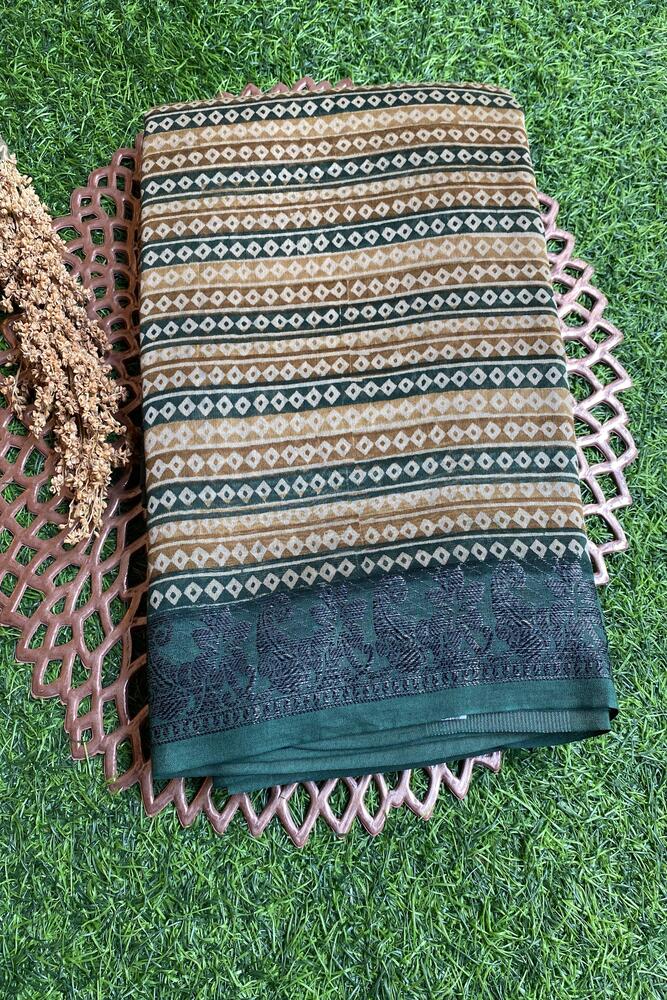 Traditional Saarang Sarees Multi Cotton Chanderi saree with unstiched blouse, featuring intricate patterns and vibrant colors.