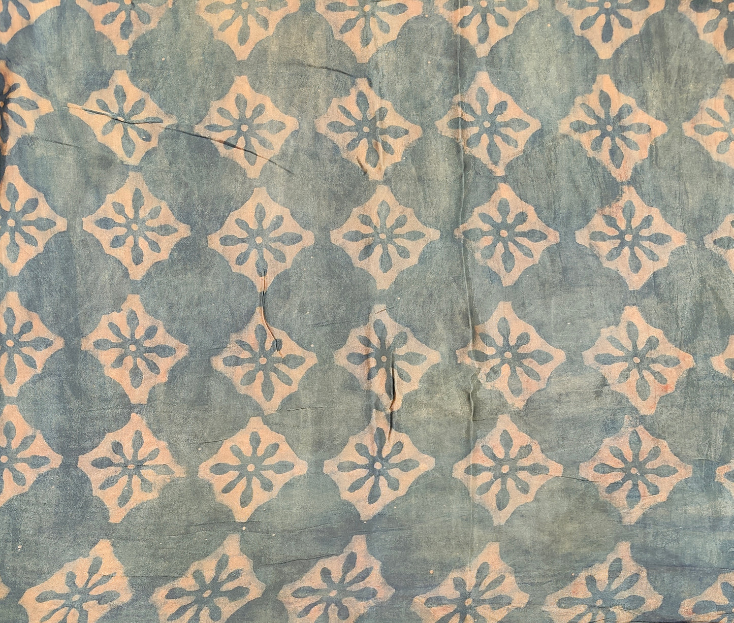 Yellow & Blue Pure Modal Silk Ajrakh Printed Saree With Unstich Blouse
