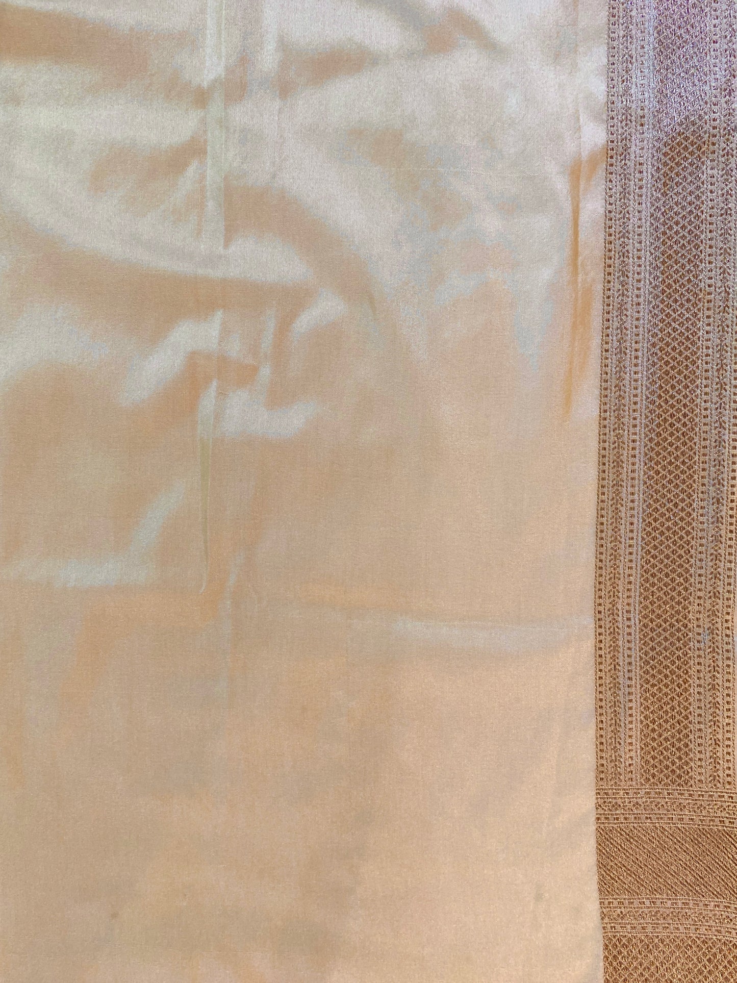 Off-White Semi Katan Brocade Silk Saree, With Unstiched Blouse