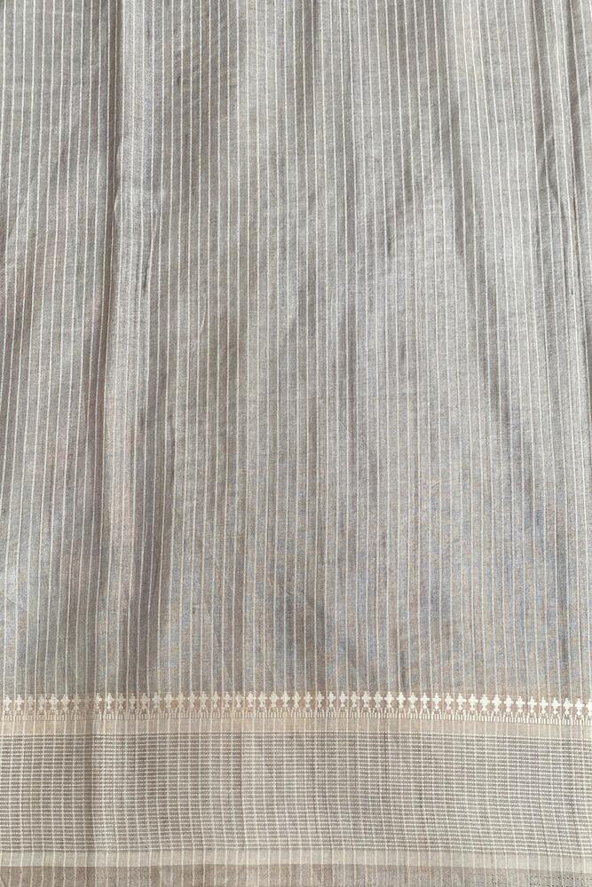 Grey Tussar Cotton Resham Work Saree, With Unstiched Blouse