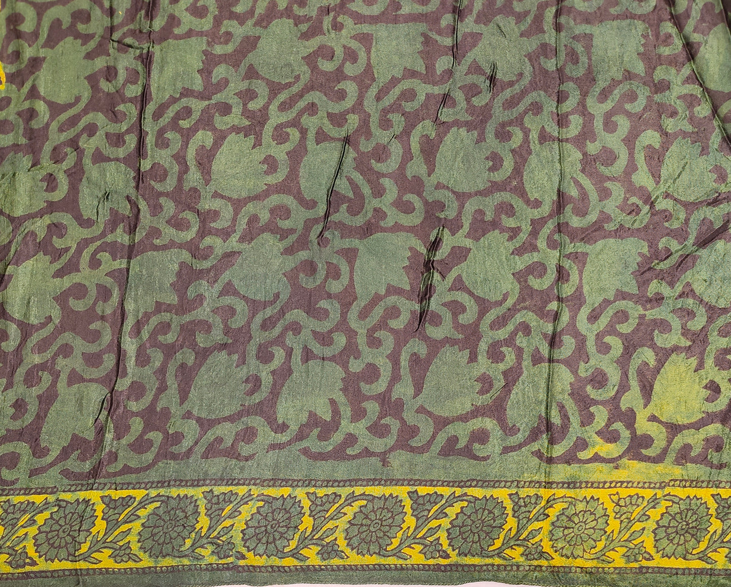 Blue & Yellow Pure Modal Silk Ajrakh Printed Saree With Unstich Blouse