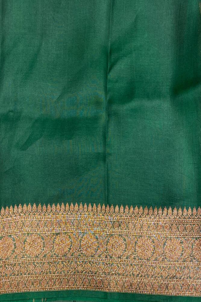 Chocolate Brown Kora Banarasi Silk Saree, With Unstiched Blouse