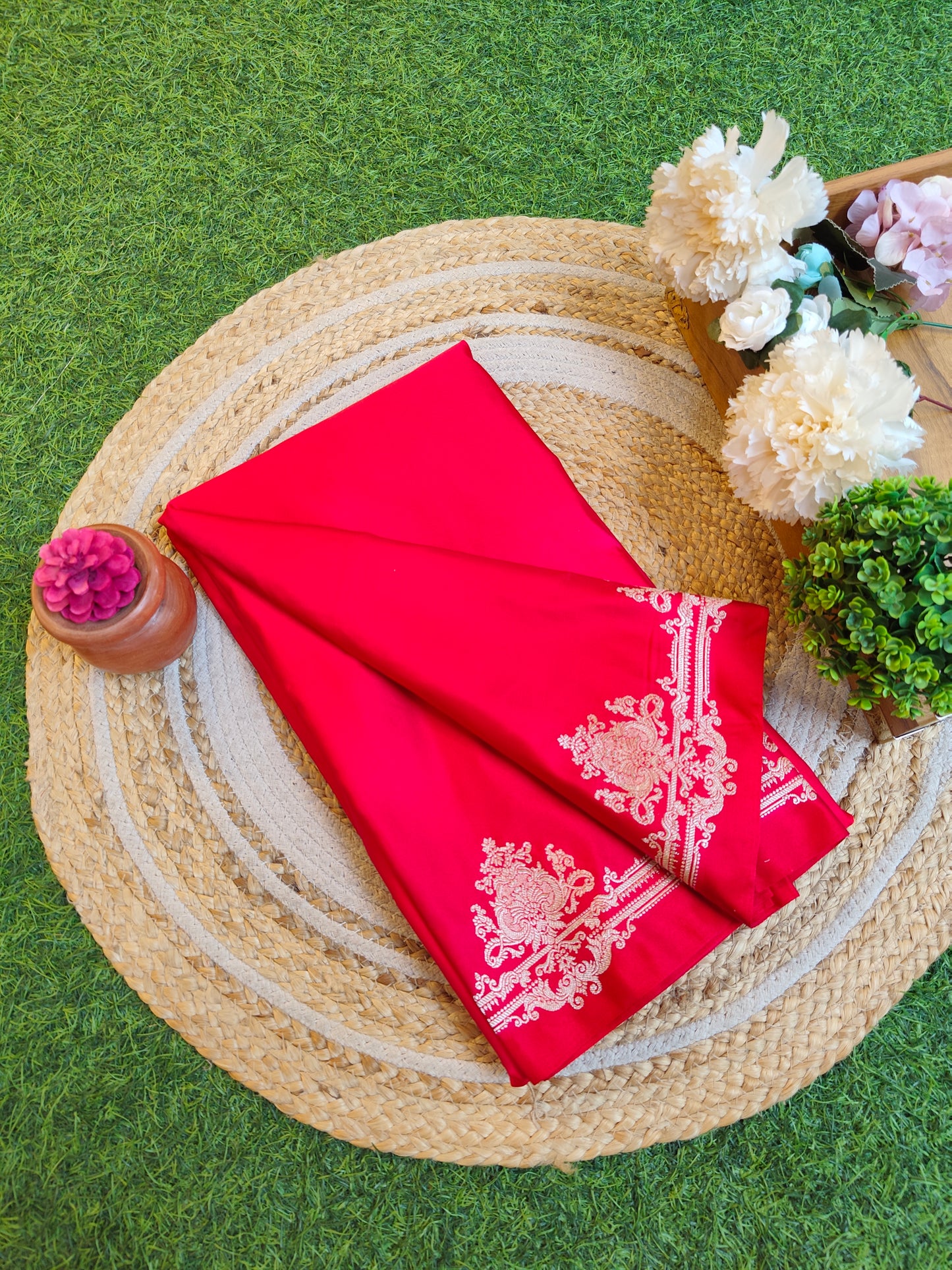 Magenta Semi Mashru Katan Silk Saree, With Unstiched Blouse