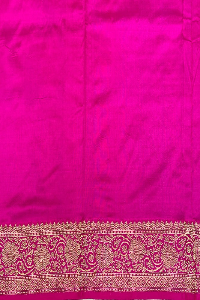 Olive Brown & Gold Katan Banarasi Saree Hand Woven Work, With Unstiched Blouse