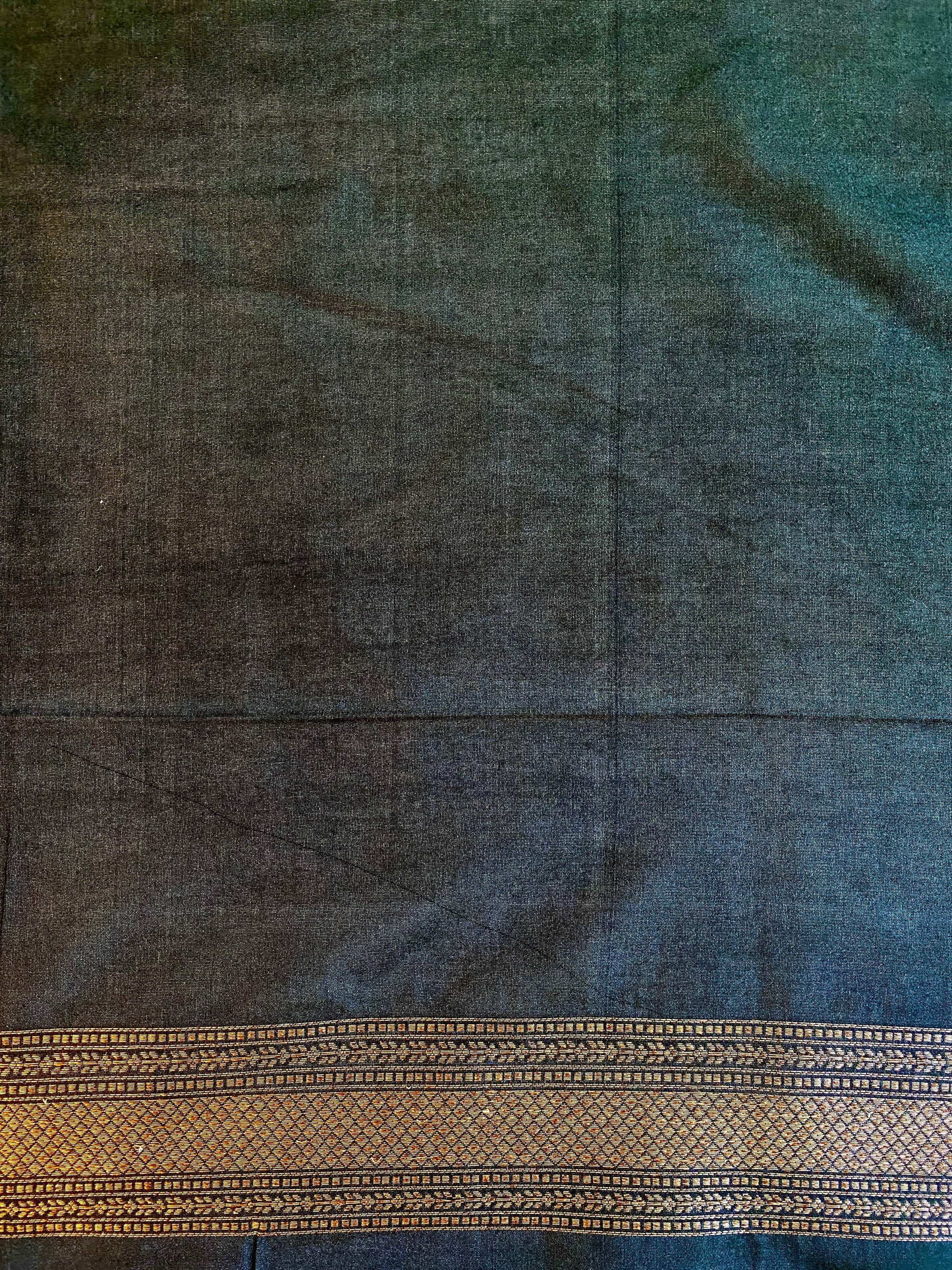 Black Semi Katan Brocade Silk Saree, With Unstiched Blouse