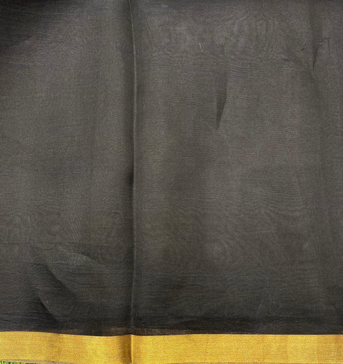 Golden Copper Organza Banarasi Printed Border Saree, With Unstiched Blouse
