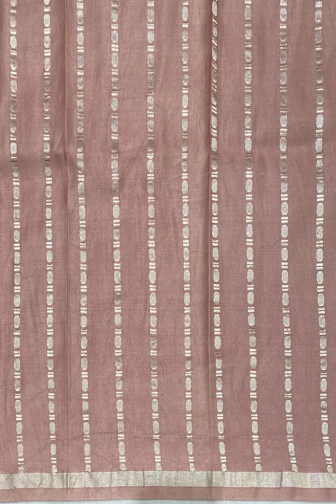 Pastel Mauve Mashru Silk Banarasi Handloom Saree, With Unstiched Blouse