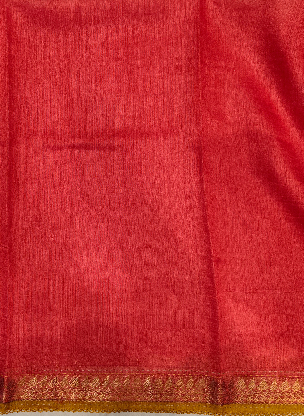 Mustard Yellow Munga Silk Printed Saree With Kantha Work, With Unstich Blouse