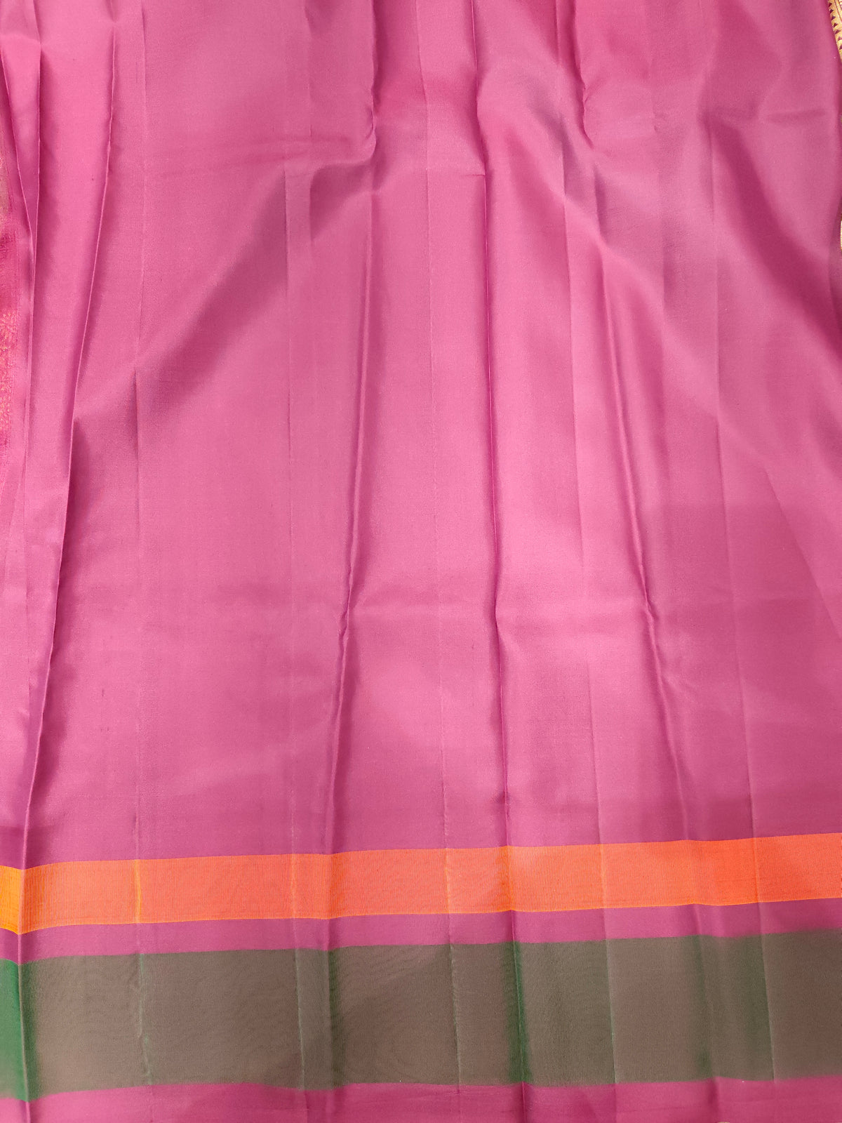 Aqua Blue Pure Kanjeevaram Silk Saree, With Unstiched Blouse