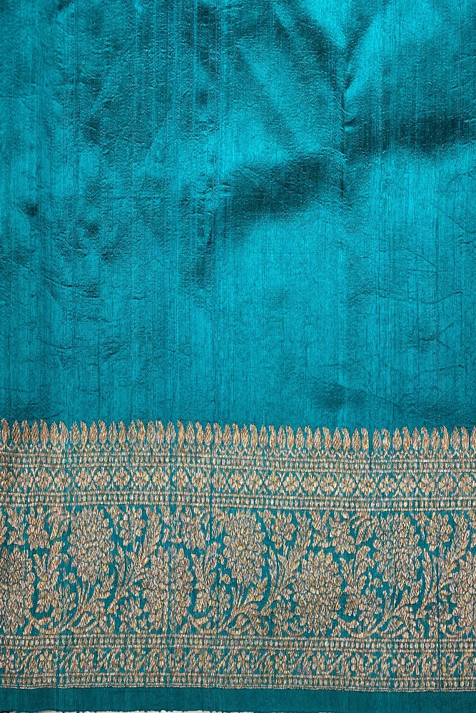 Rani Pure Raw Tussar Banarasi Silk Saree, Hand Woven Motifs With Unstiched Blouse