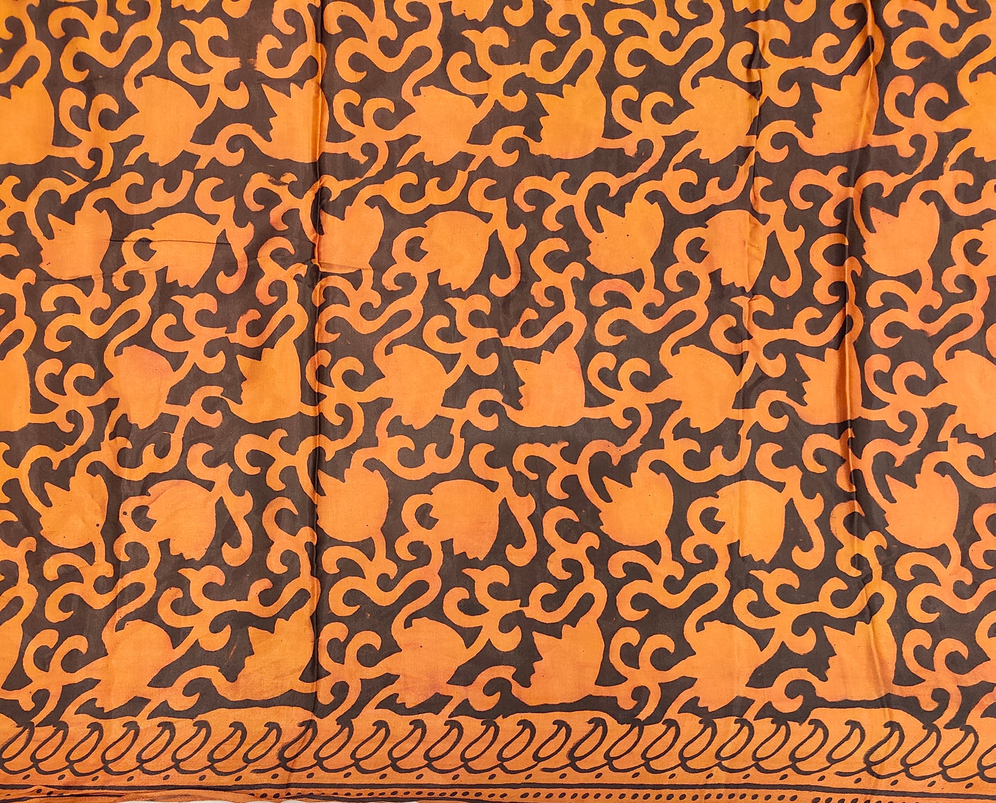 Golden Pure Modal Silk Ajrakh Printed Saree With Unstich Blouse