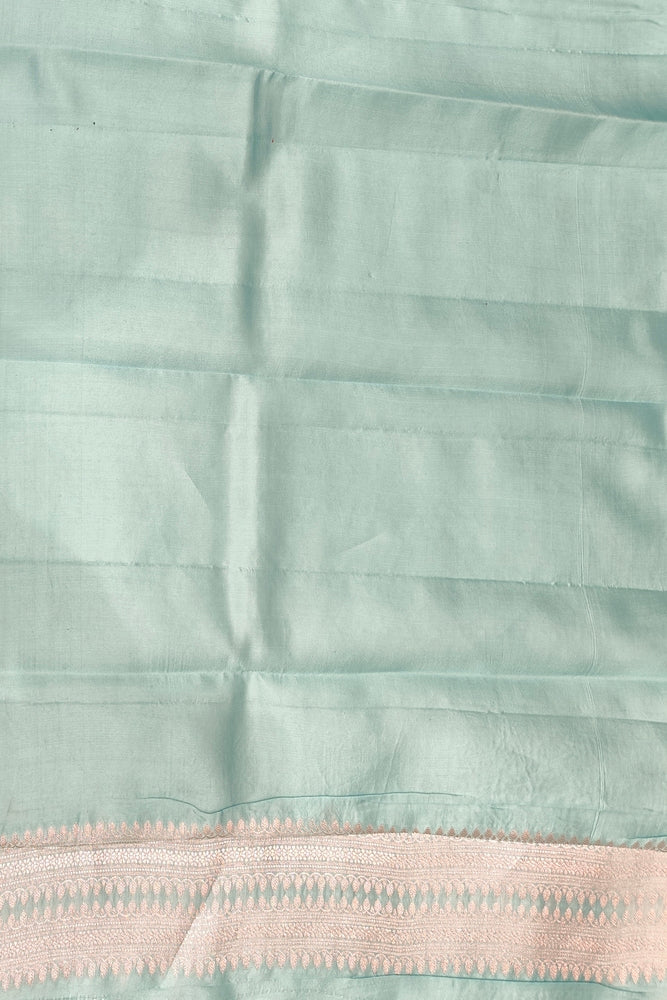 Sky Chiniya Silk Saree Hand Woven Butas, With Unstiched Blouse