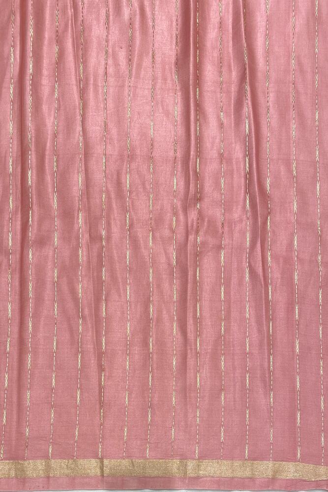 Pastel Pink Mashru Silk Banarasi Handloom Saree, With Unstiched Blouse