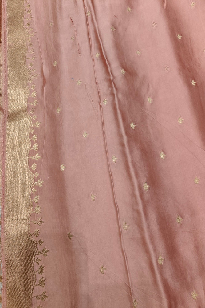 Peach Semi Mashru Silk Sarees With Unstiched Blouse