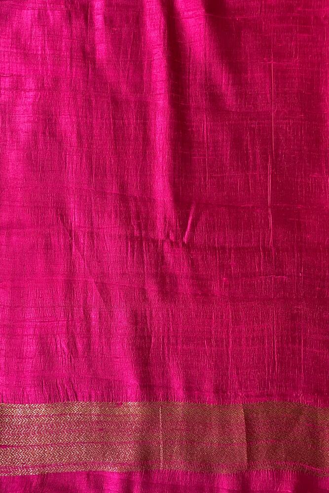 Royal Blue Pure Raw Tussar Banarasi Silk Saree, Hand Woven Motifs With Unstiched Blouse