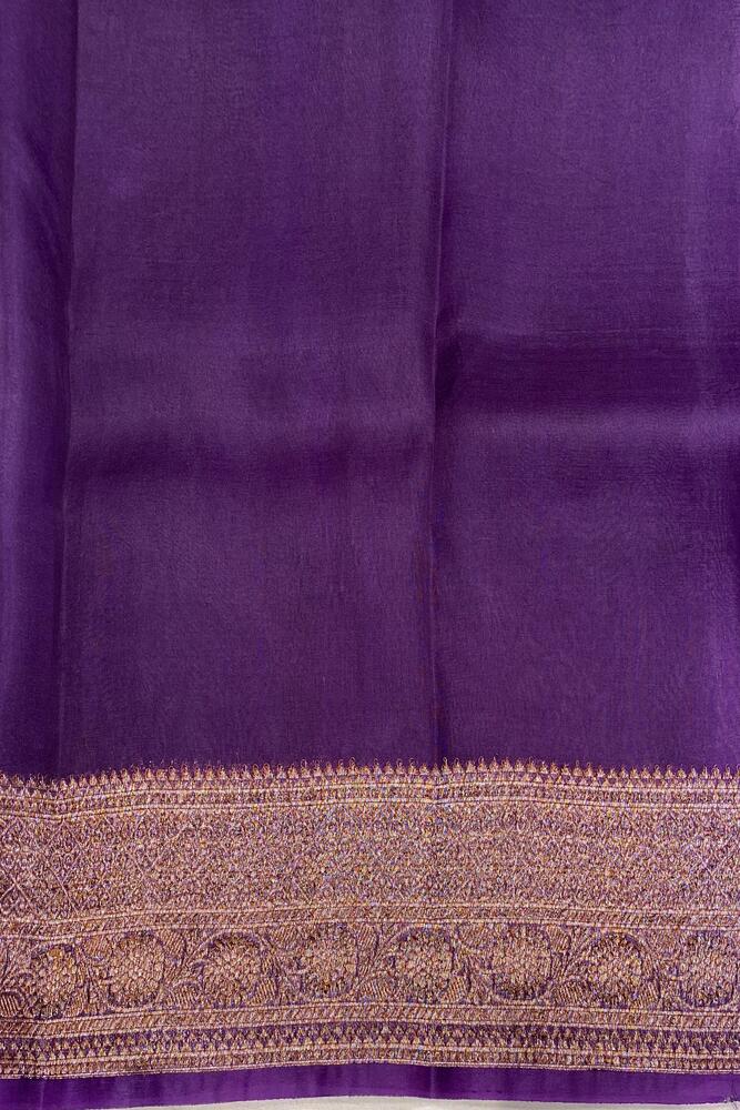 Deep Green Kora Banarasi Silk Saree, With Unstiched Blouse