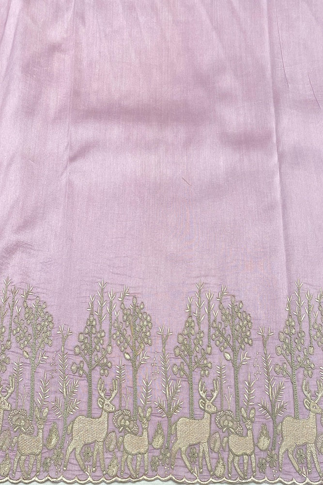 Onion Pink Organza Silk Resham Embroidery Saree, With Unstiched Blouse