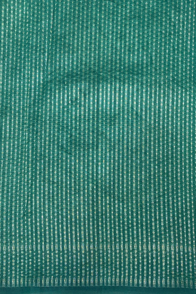 Grey & Green Brocade Chanderi Silk With Unstiched Blouse