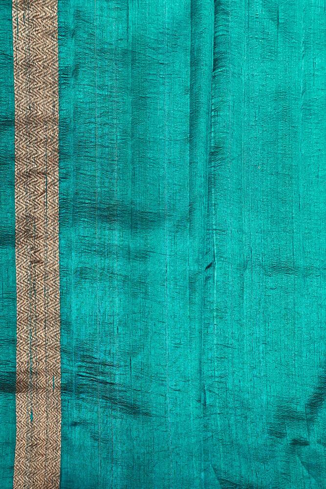 Magenta Pure Raw Tussar Banarasi Silk Saree, Hand Woven Motifs With Unstiched Blouse