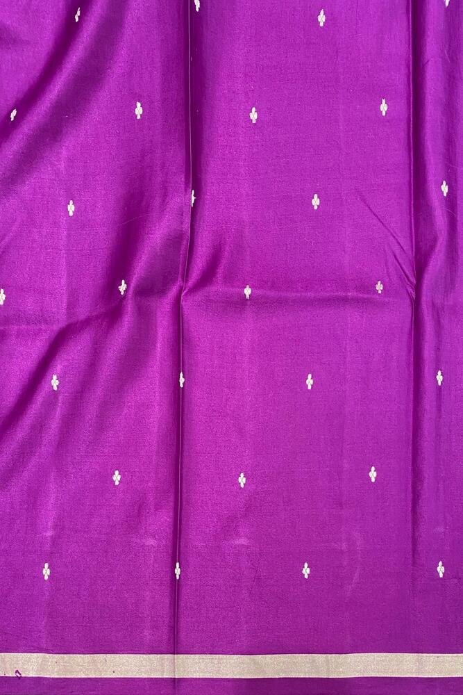 Deep Purple Mashru Silk Banarasi Handloom Saree, With Unstiched Blouse