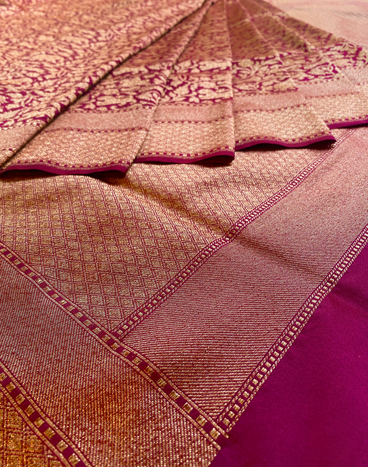 Wine Semi Katan Brocade Silk Saree, With Unstiched Blouse
