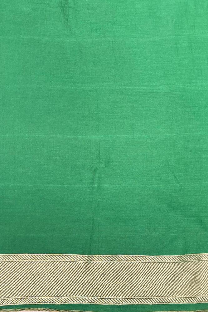 Deep & Light Green Rangkat Munga Banarasi Silk Saree, With Unstiched Blouse