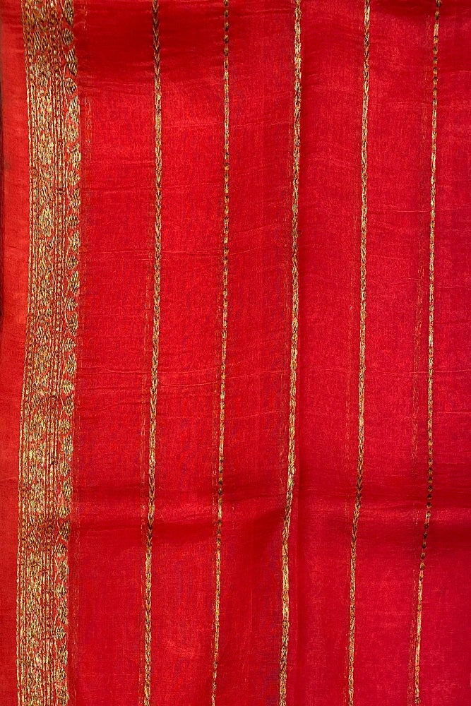 Bottle Green Kora Banarasi Silk Saree, With Unstiched Blouse